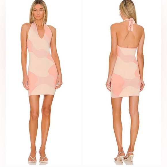 superdown Dresses & Skirts - Superdown Elliot Halter Mini Dress Orange‎ Multi Size M